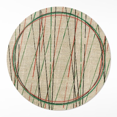 Kulatý vinylový koberec Barevné čáry na textilii