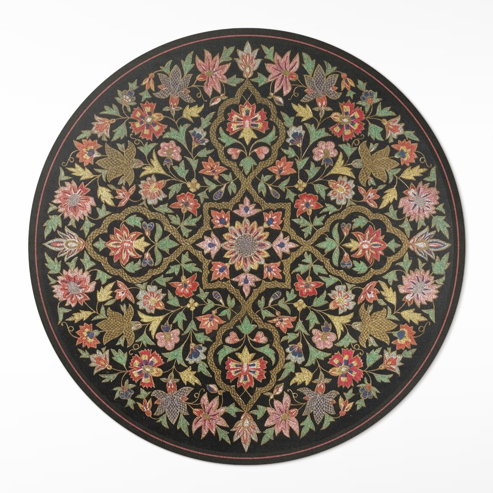 Kulatý vinylový koberec Barevná květinová kompozice