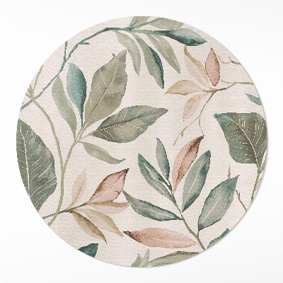 Kulatý vinylový koberec Jemné listy boho