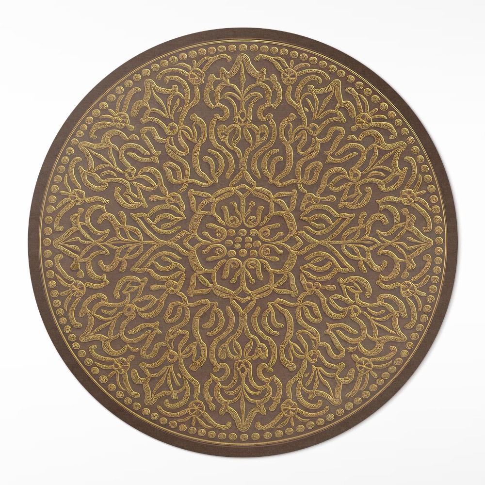 Kulatý vinylový koberec Geometrický vzor grafika ozdobné výšivky