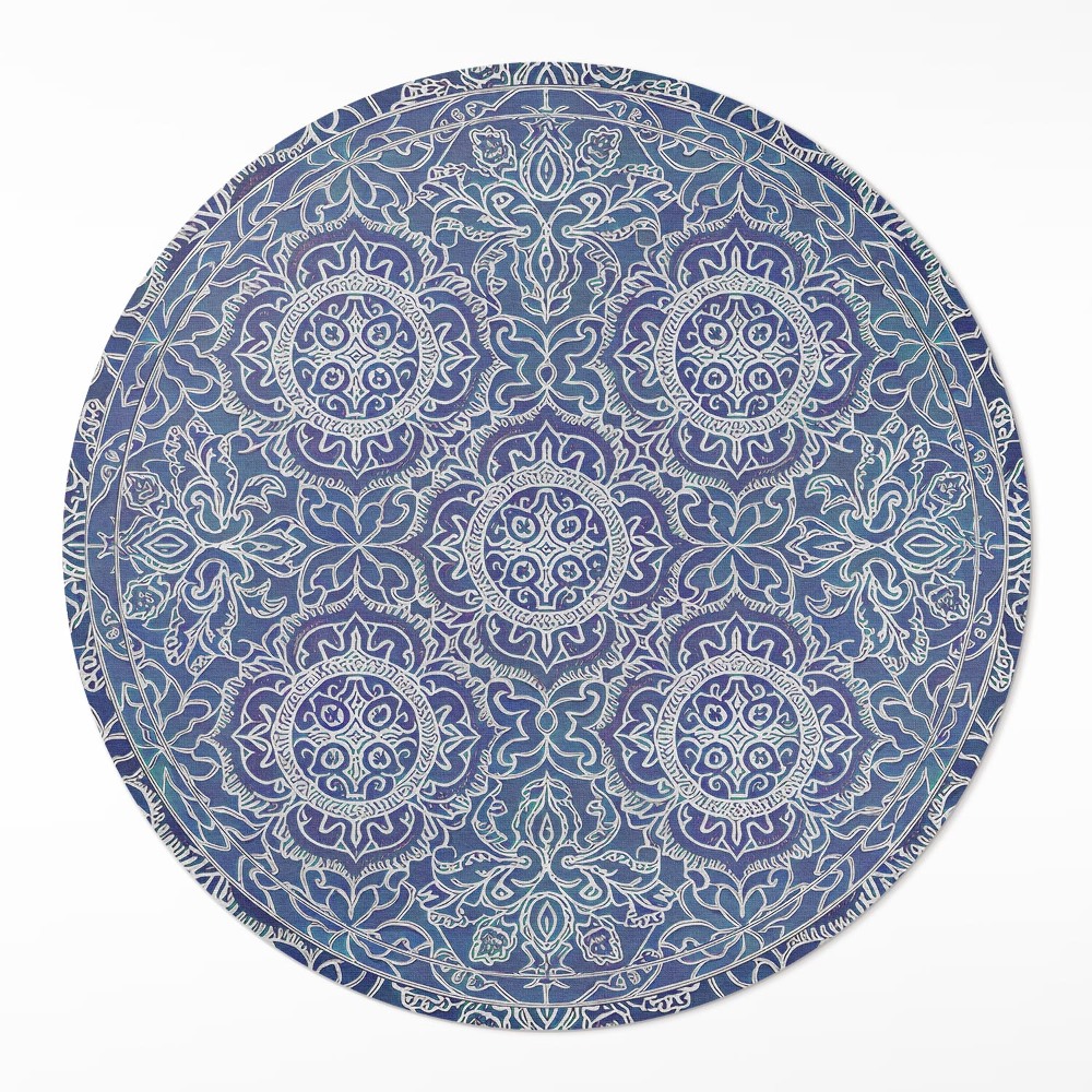 Kulatý vinylový koberec Bohatě zdobený geometrický vzor vintage