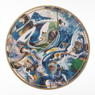 Kulatý vinylový koberec Malířská abstrakce expresivní stopy barev