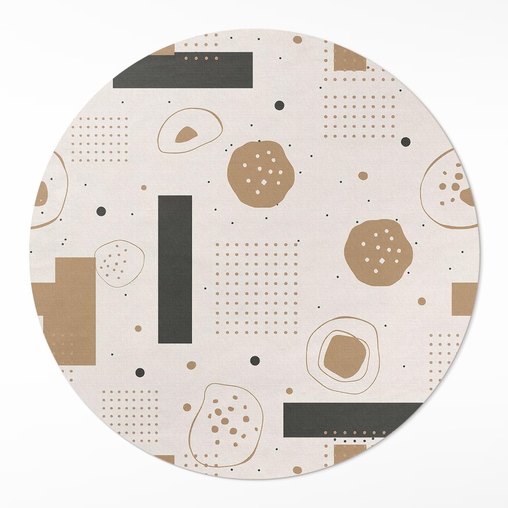 Kulatý vinylový koberec Abstraktní kompozice umělecký vzor boho