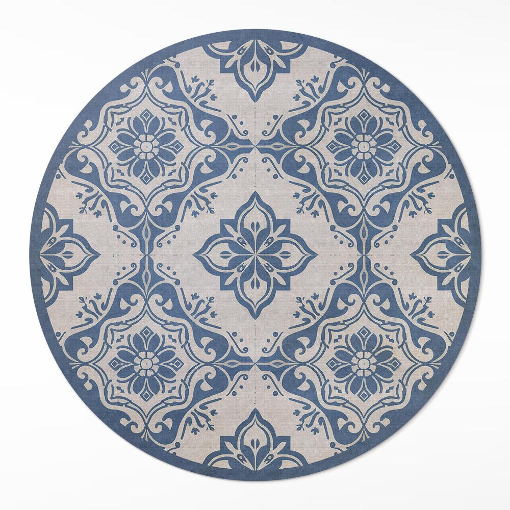Kulatý vinylový koberec Portugalské dlaždice jemný vzor vintage