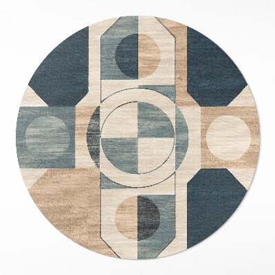 Kulatý vinylový koberec Geometrické tvary v retro stylu