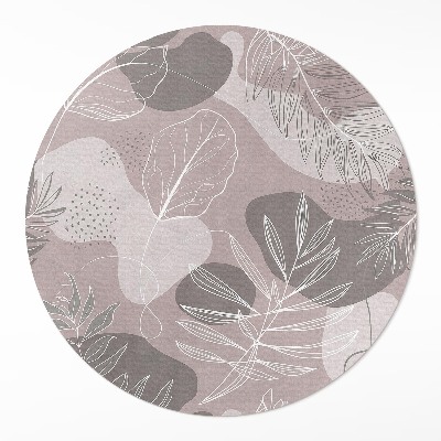 Kulatý vinylový koberec Lineární listy oblý skvrny boho