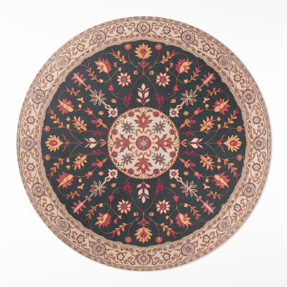 Kulatý vinylový koberec Rostlinný ornament vzor vintage perský