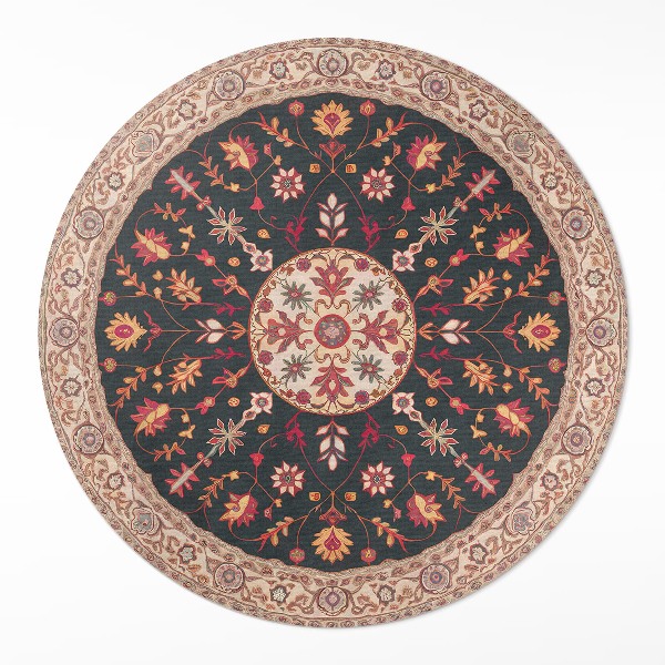 Kulatý vinylový koberec Rostlinný ornament vzor vintage perský