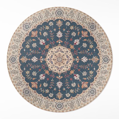 Kulatý vinylový koberec Rostlinný ornament s květinami styl perský