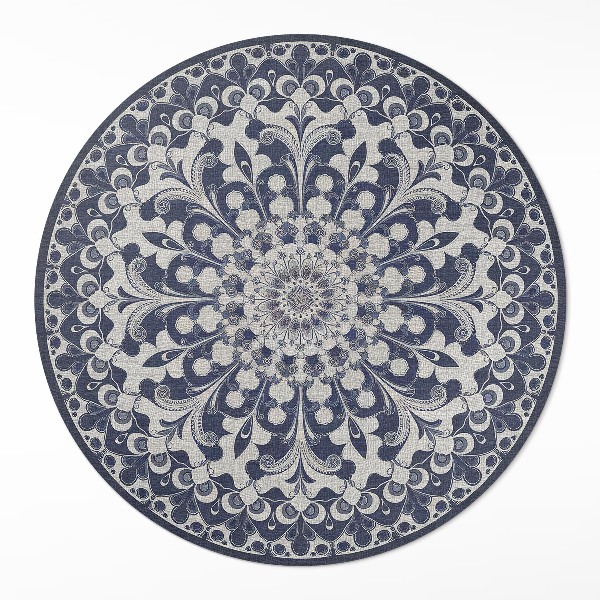 Kulatý vinylový koberec Kaleidoskop květin ve stylu retro