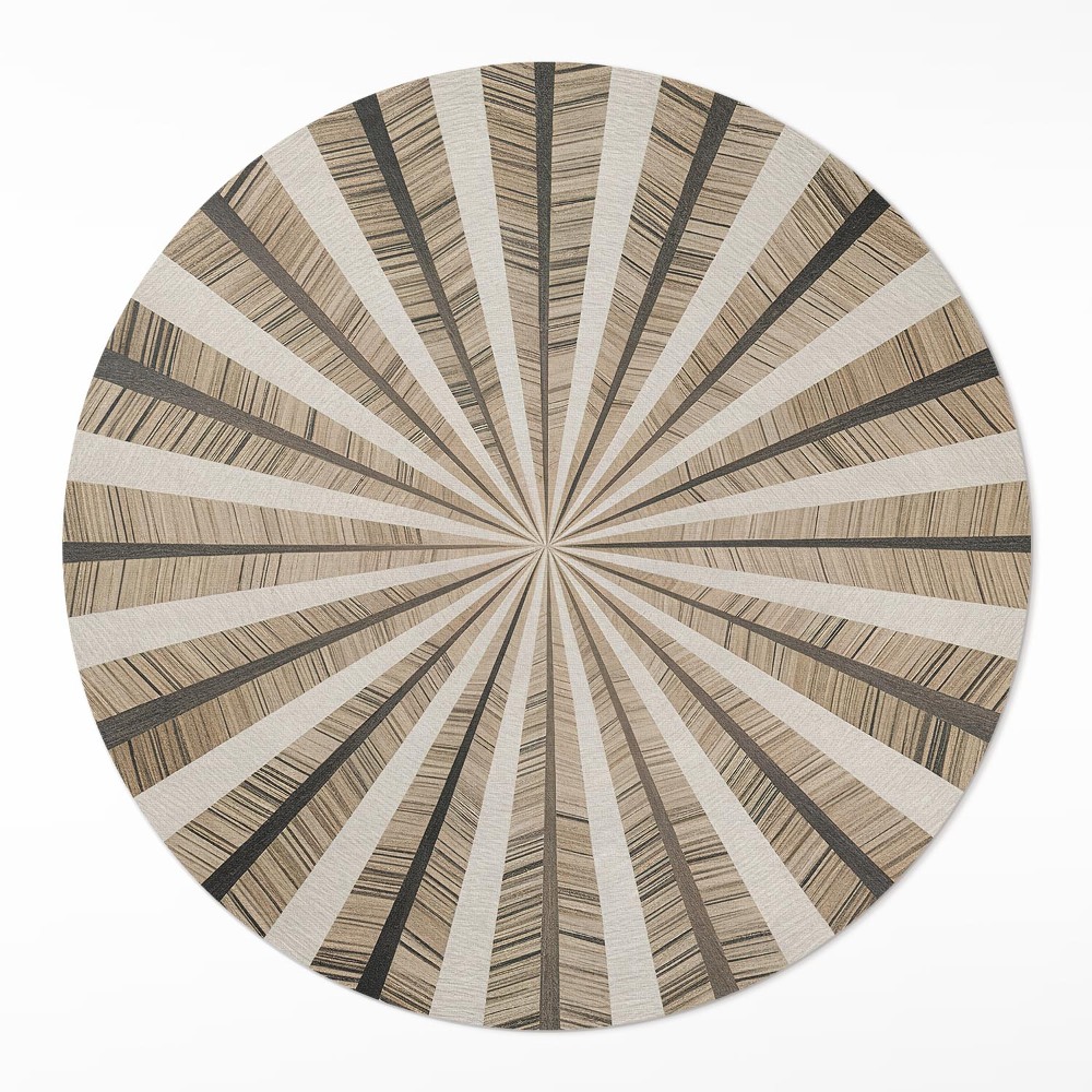 Kulatý vinylový koberec Písková geometrie