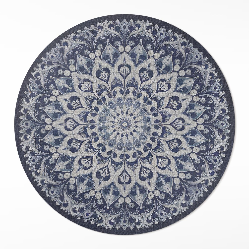 Kulatý vinylový koberec Modrý perský sen