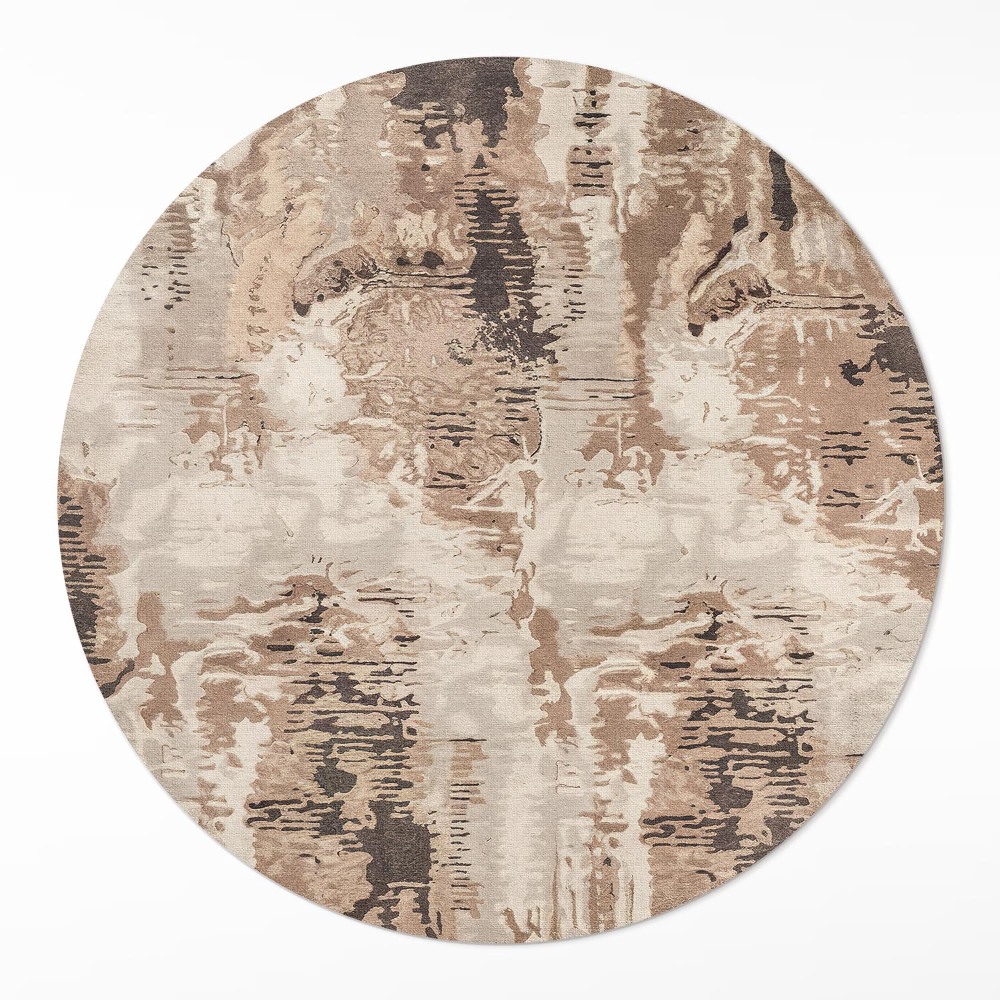 Kulatý vinylový koberec Hnědá abstrakce retro
