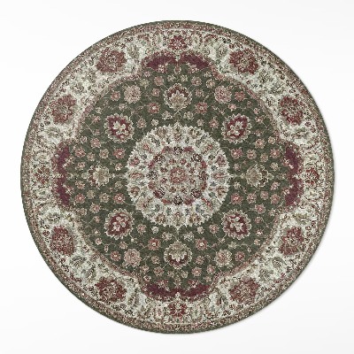 Kulatý vinylový koberec Perská zeleň mandaly