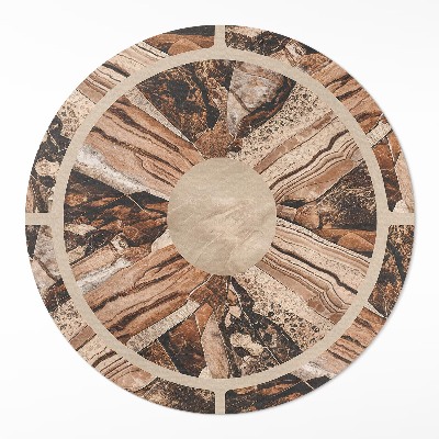 Kulatý vinylový koberec Hnědá kompozice drahokamů