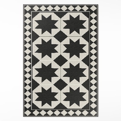 Vinylový koberec Černo-bílé hvězdy elegantní mozaika