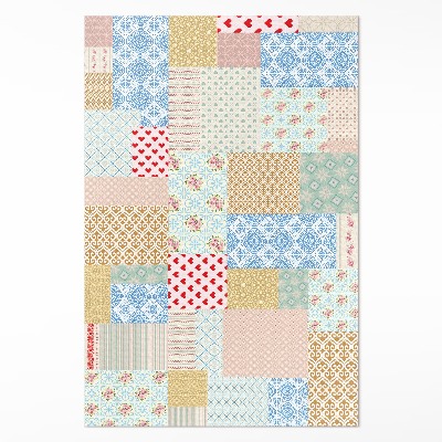 Vinylový koberec Patchwork různé kousky imitace tkaniny