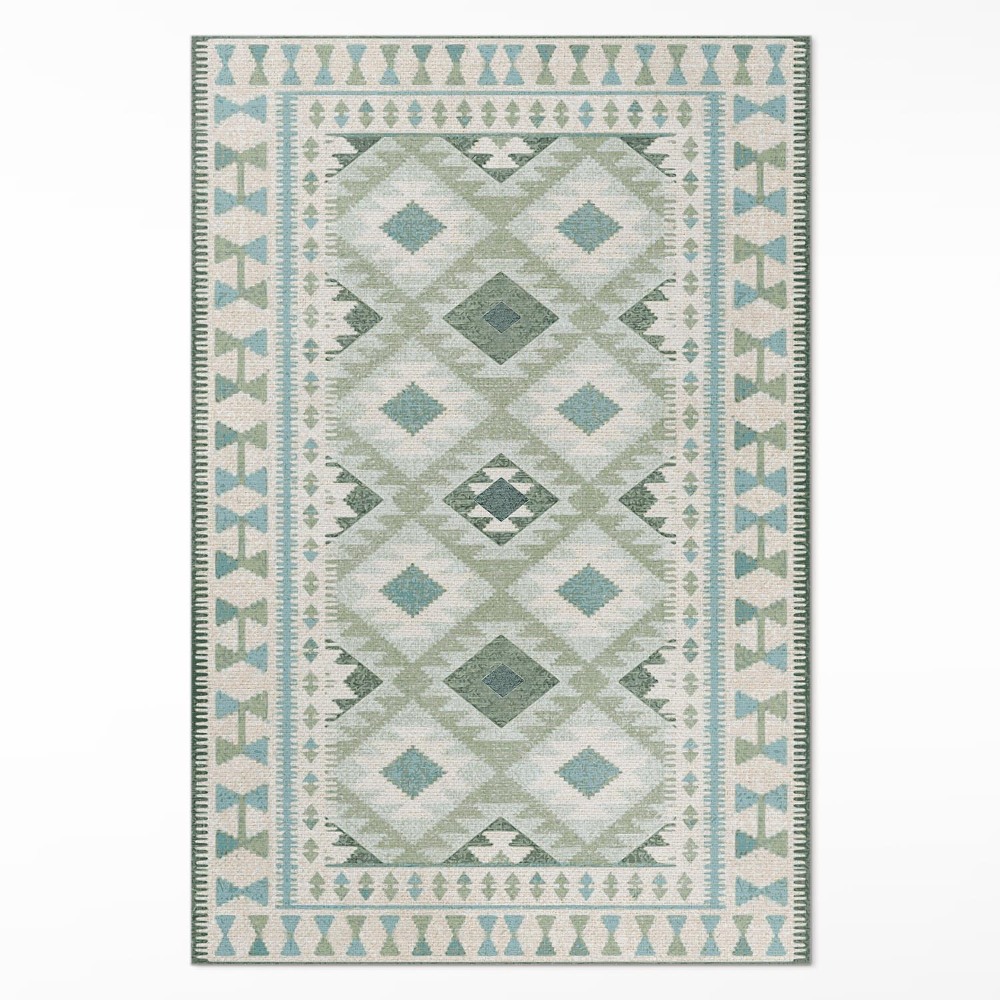 Vinylový koberec Zelené kosočtverce imitace tkaniny