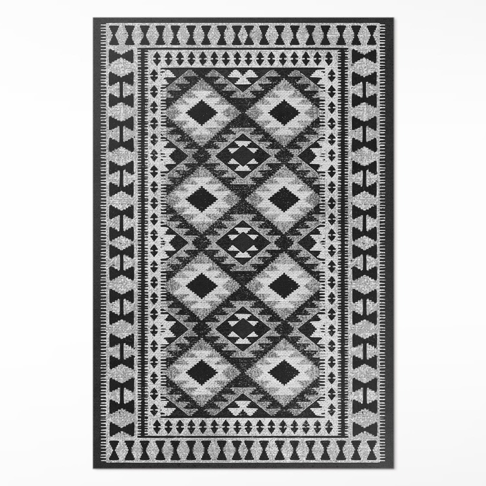 Vinylový koberec Černé kosočtverce imitace tkaniny