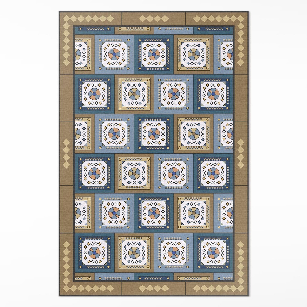 Vinylový koberec Geometrická kostka vzor ve stylu retro