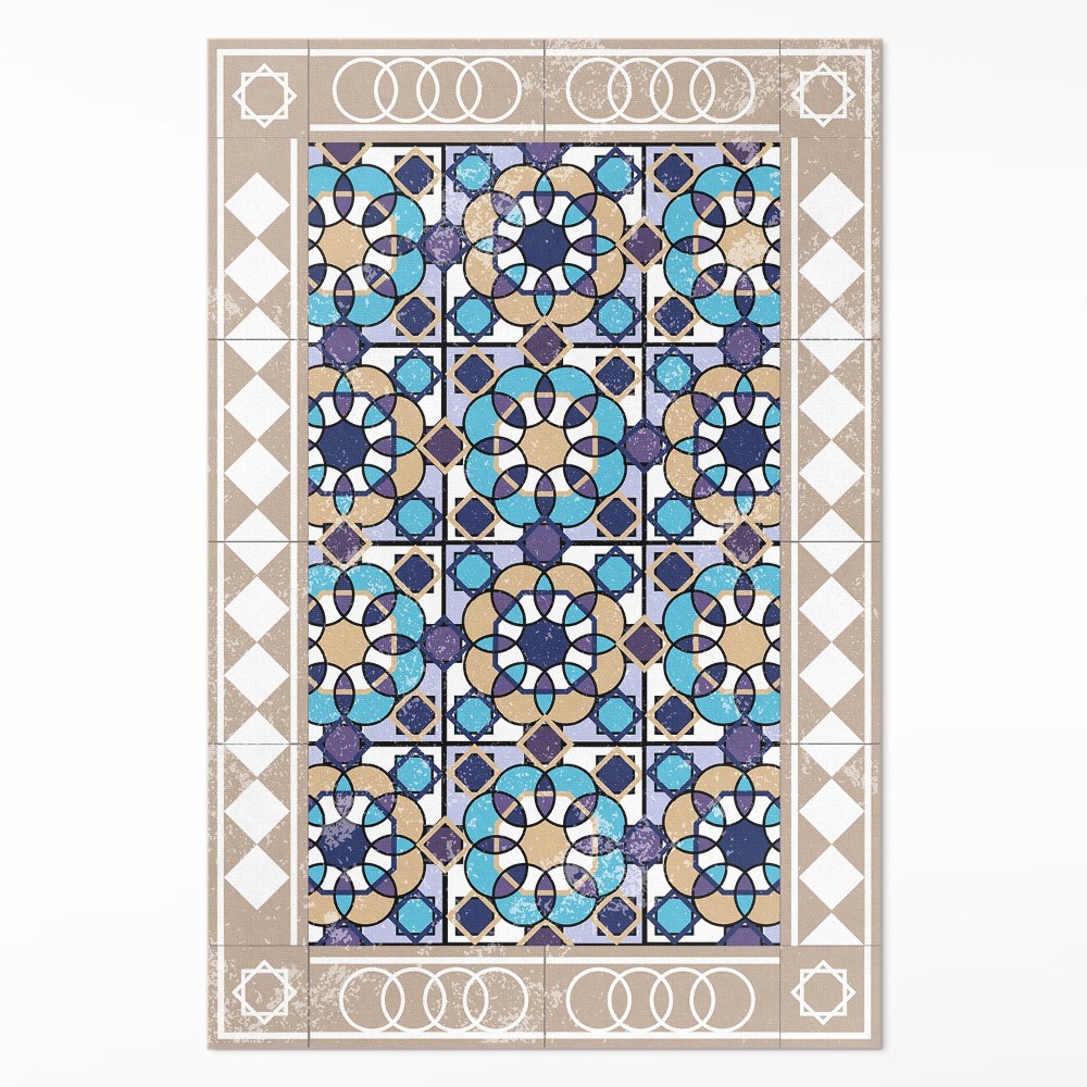 Vinylový koberec Čtverce v kosočtvercích opotřebované dlaždice