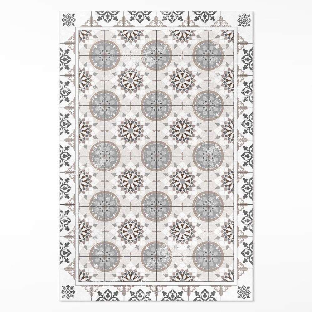 Vinylový koberec Květinové kruhy ornamentální mozaika