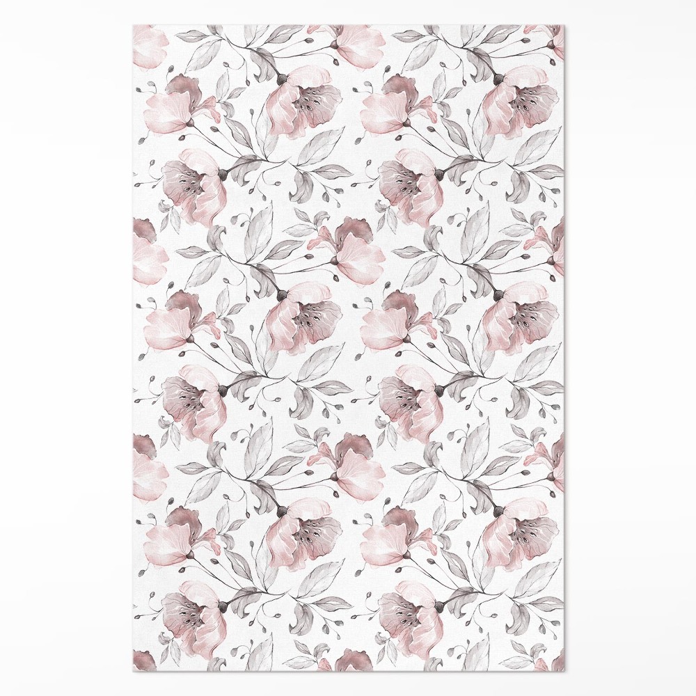 Vinylový koberec Krásné malované květiny akvarelové rostliny