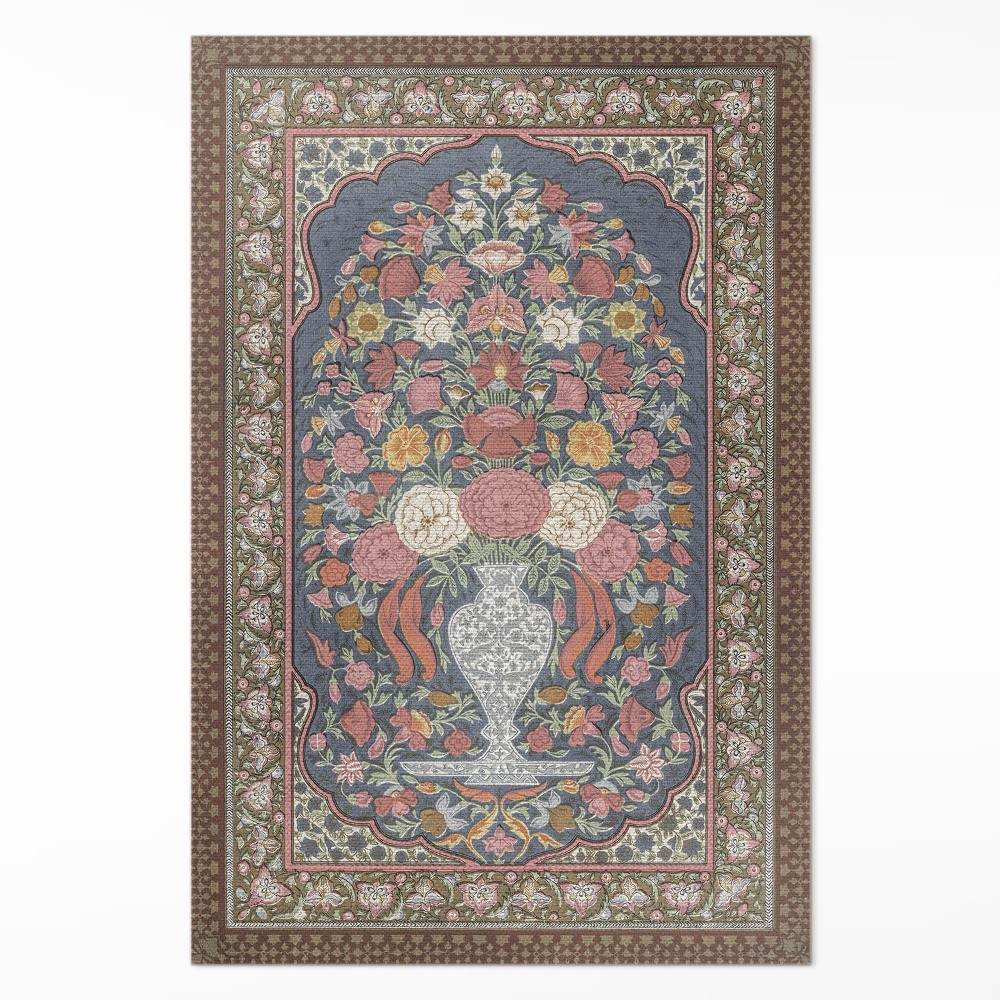 Vinylový koberec Kytice květin vintage imitace tkaniny