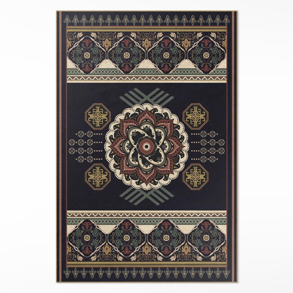 Vinylový koberec Barevná ozdobná čerň