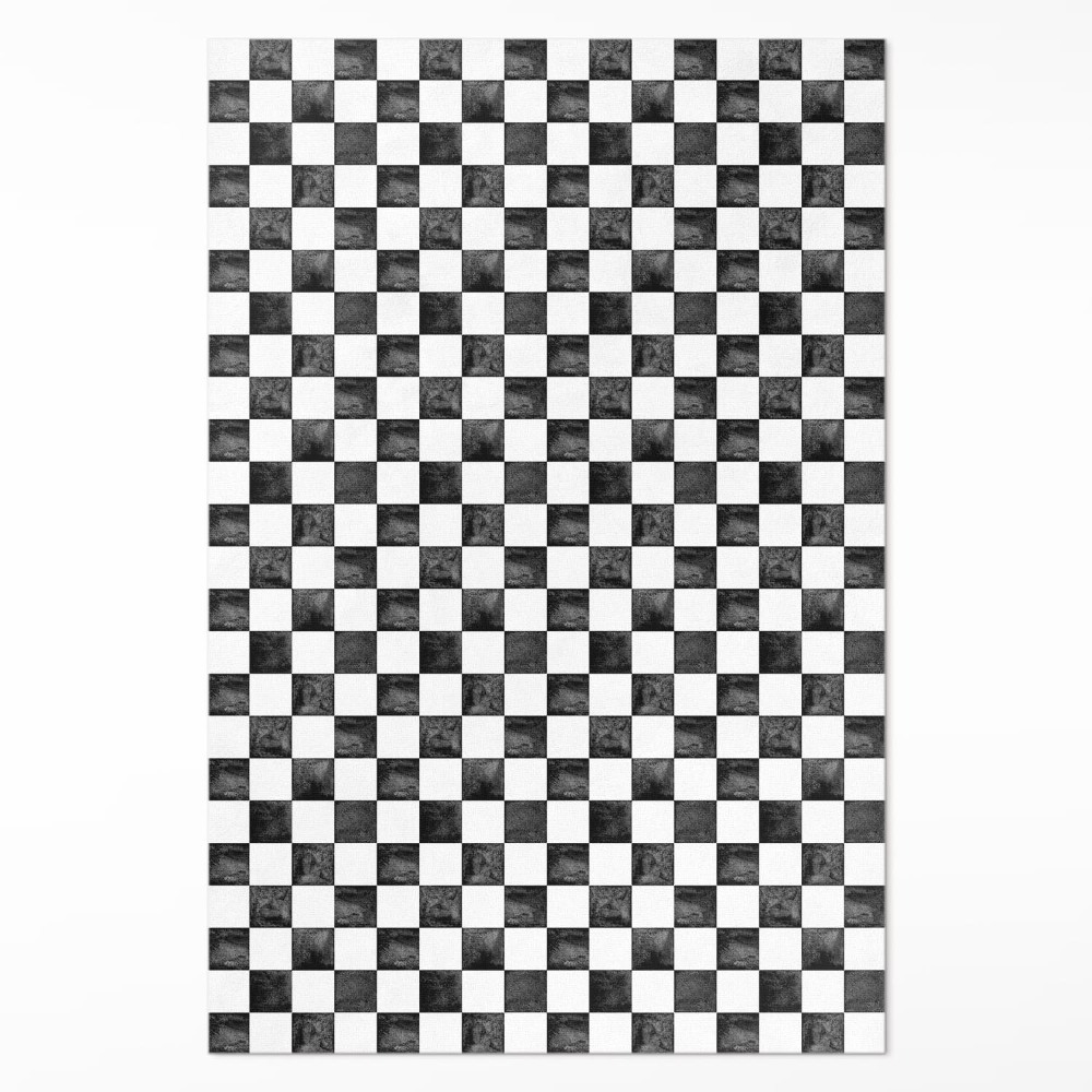 Vinylový koberec Kamenná šachovnice monochromatická