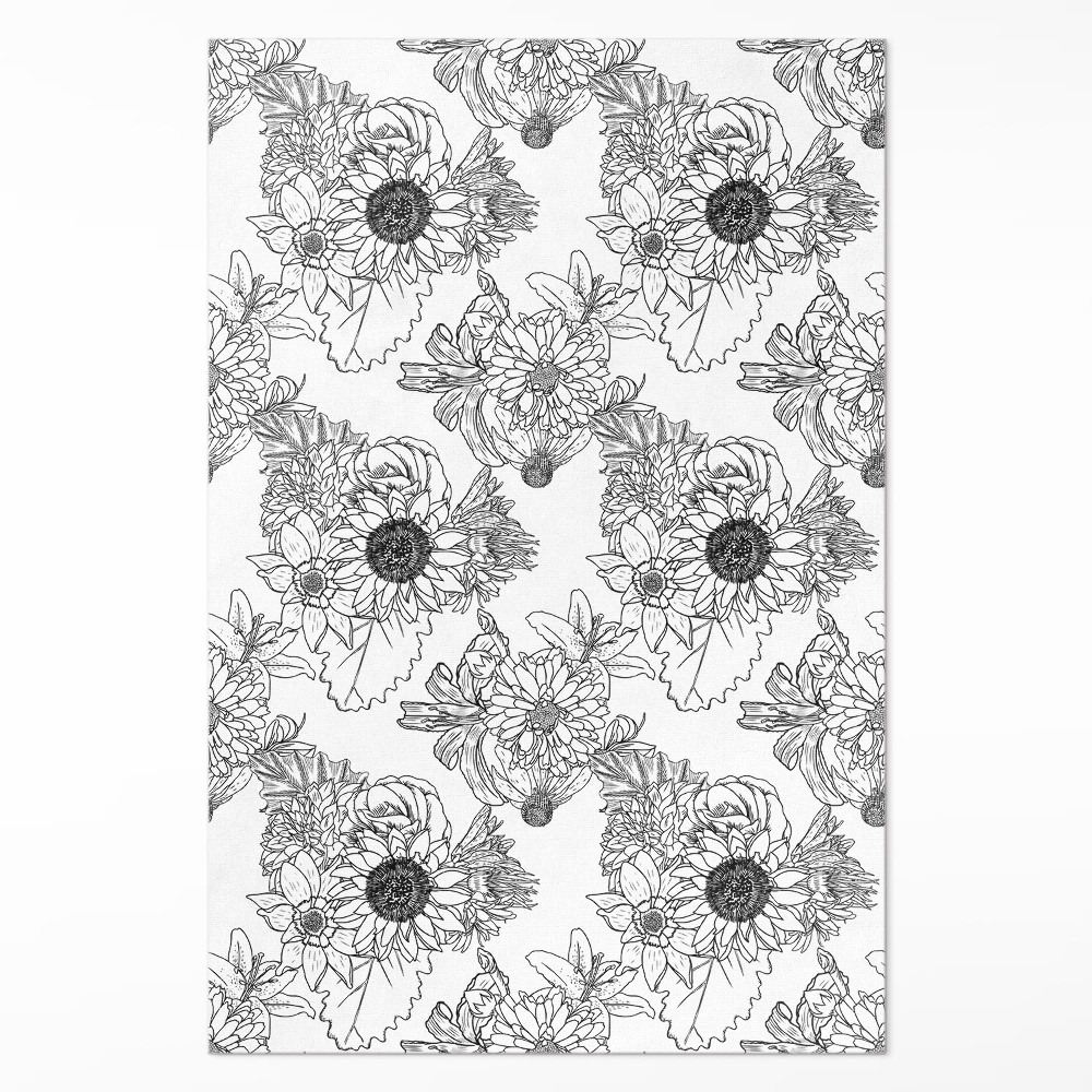 Vinylový koberec Kreslené slunečnice krásné květiny vintage