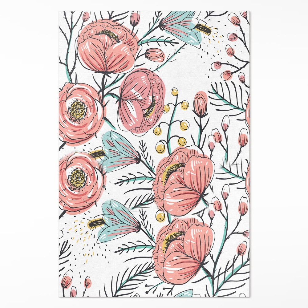 Vinylový koberec Pastelové květiny krásná jemná ilustrace