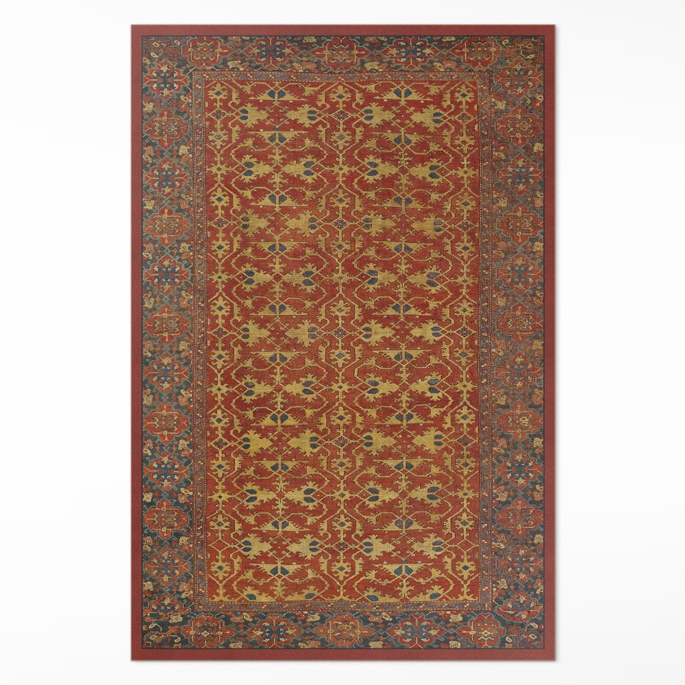 Vinylový koberec Červený, modrý a žlutý retro vzor