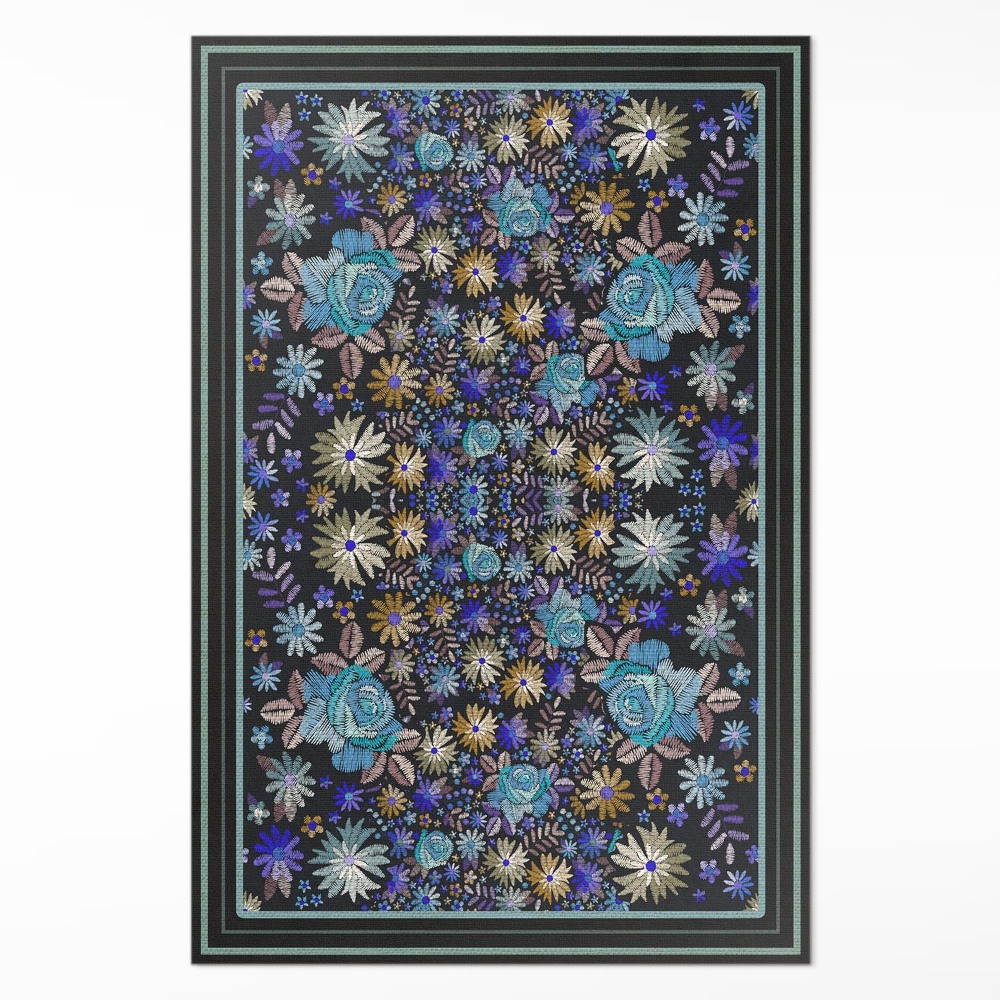 Vinylový koberec Modré a žluté květiny