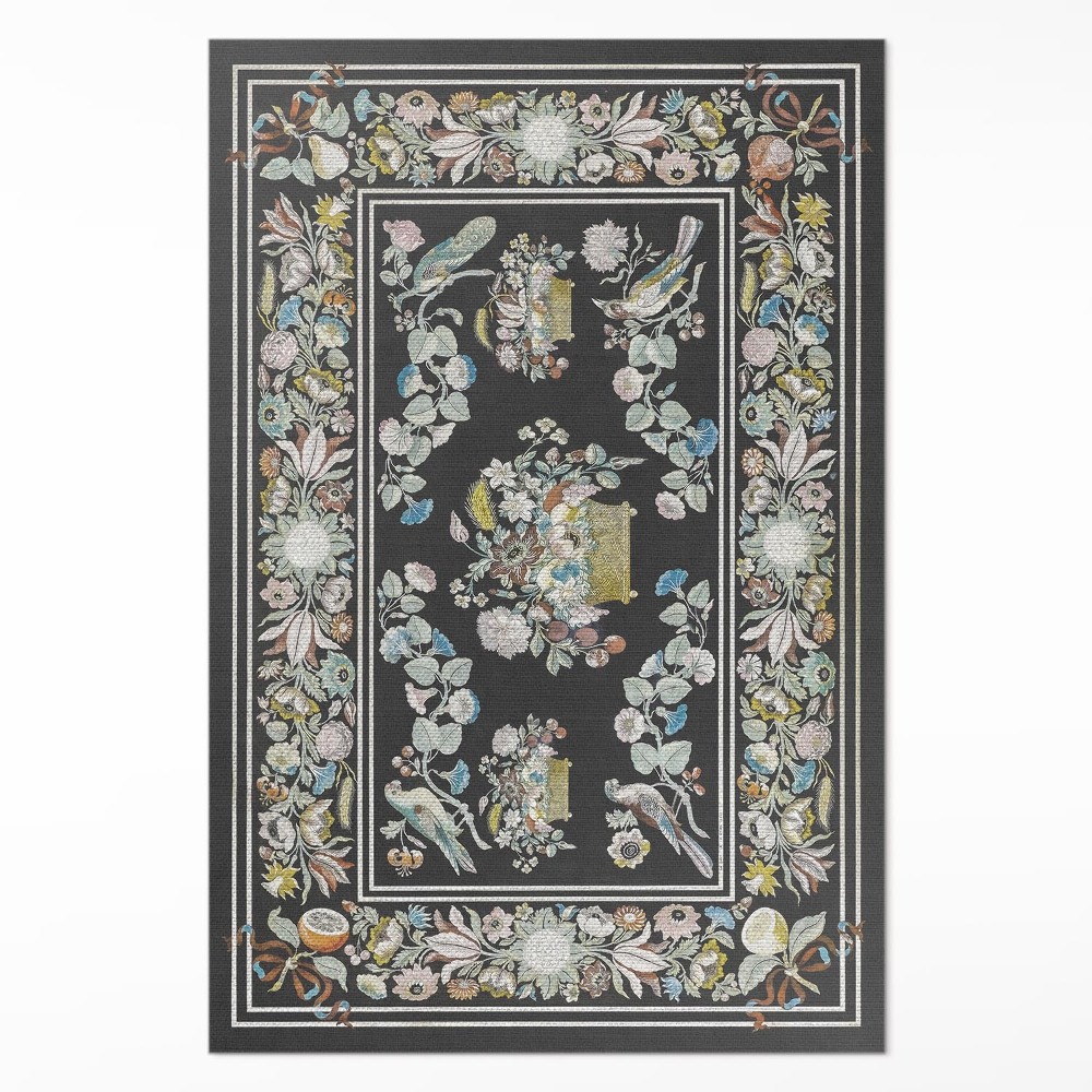 Vinylový koberec Bledý antický květ a ptáci