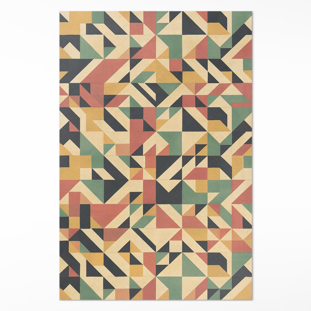 Vinylový koberec Barevná abstrakce s trojúhelníky a čtverci