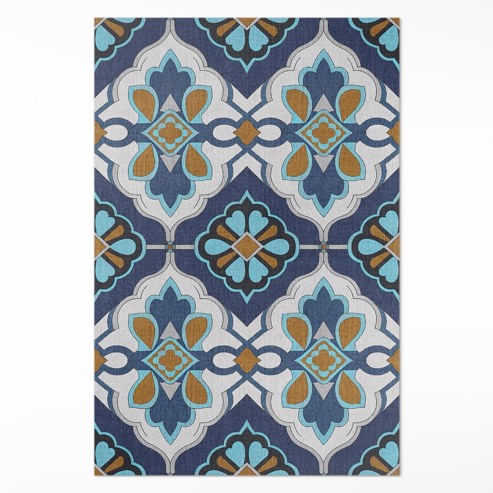 Vinylový koberec Geometrický vzor barevných dlaždic vintage