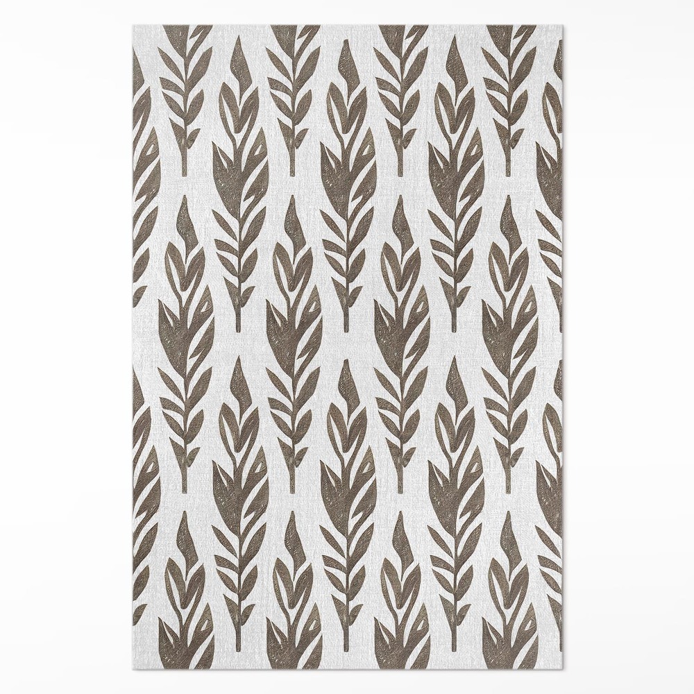 Vinylový koberec Malované listy boho rostlinný vzor vintage