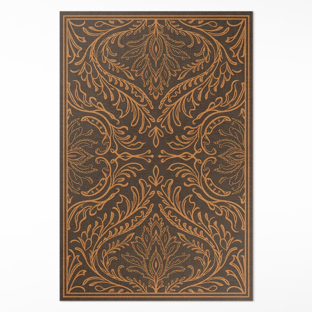 Vinylový koberec Rostlinný lineární ornament secese vintage