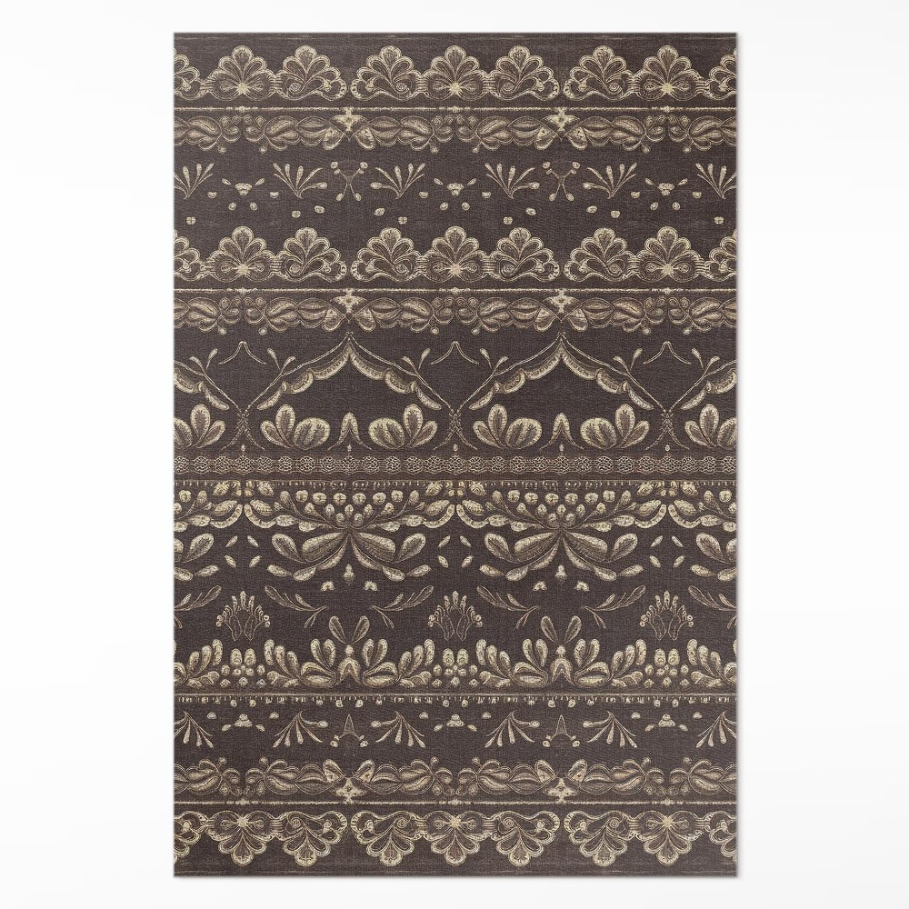 Vinylový koberec Zemitá tonalita s botanickými vzory