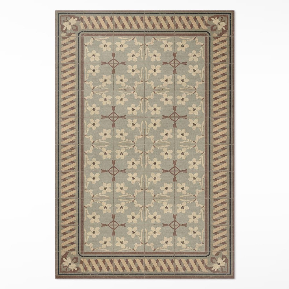 Vinylový koberec Květiny a okvětní lístky v mozaikách retro stylu