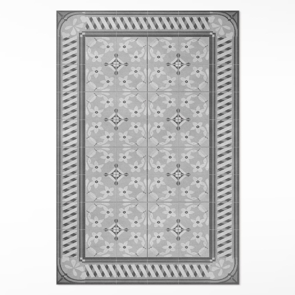 Vinylový koberec Retro ornament s květinami na dlaždicích