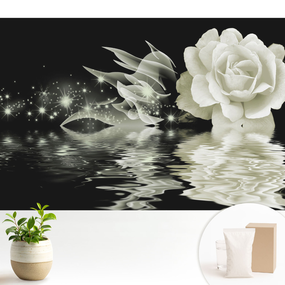 Tapeta do obývacího pokoje s motivem magické růže a světelným efektem