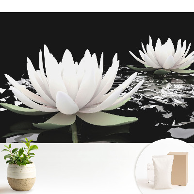 Samolepící tapeta Elegantní lekníny na tmavém pozadí