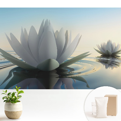 Tapeta s jemnými lekníny v designu Vodní harmonie