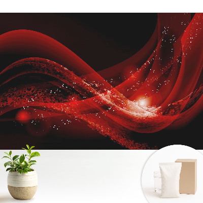 Samolepící tapeta s abstraktním motivem červených vln a jisker