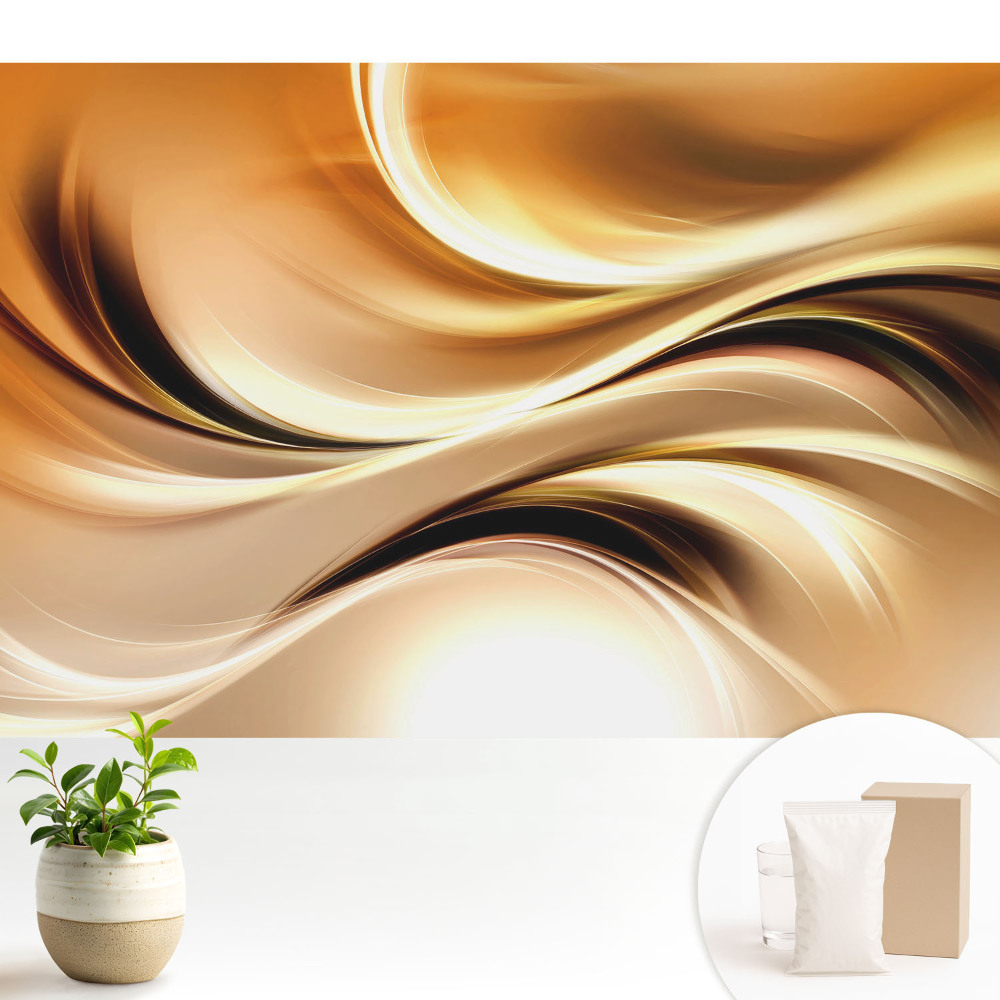 Tapeta do obývacího pokoje s dynamickou abstraktní kresbou v teplých tónech