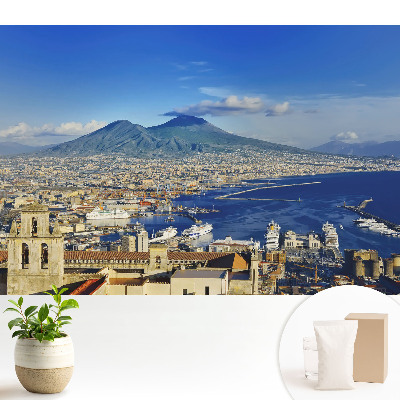Samolepící tapeta s motivem malebné krajiny se sopkou a přístavem
