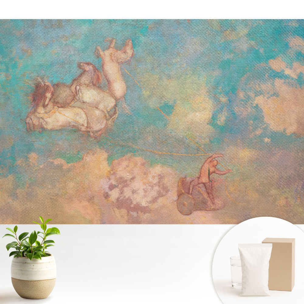 Tapeta do obývacího pokoje s motivem luxusních koní proti mrakům