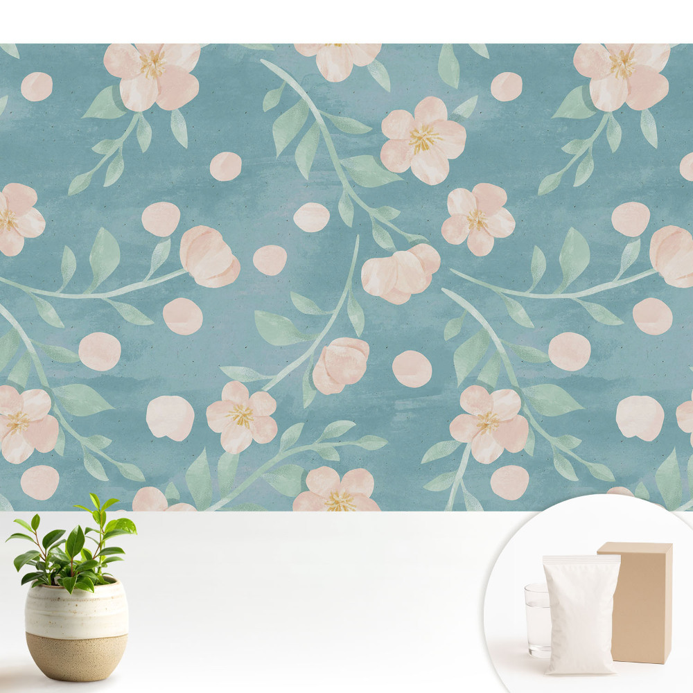 Samolepící tapeta s pastelovými květinami a listy